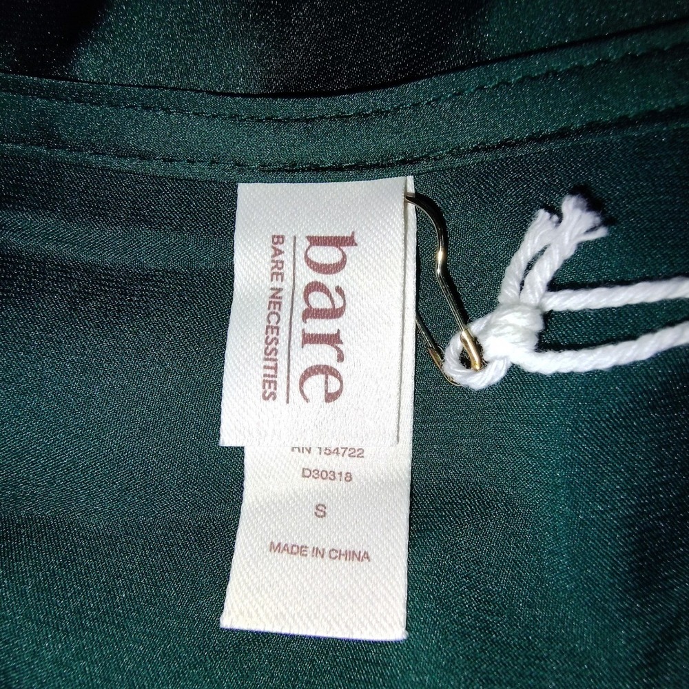 Bare Necessities Emerald Green Satin Nightshirt Long Sleeve Sleep Shirt Small - Picture 4 of 5
